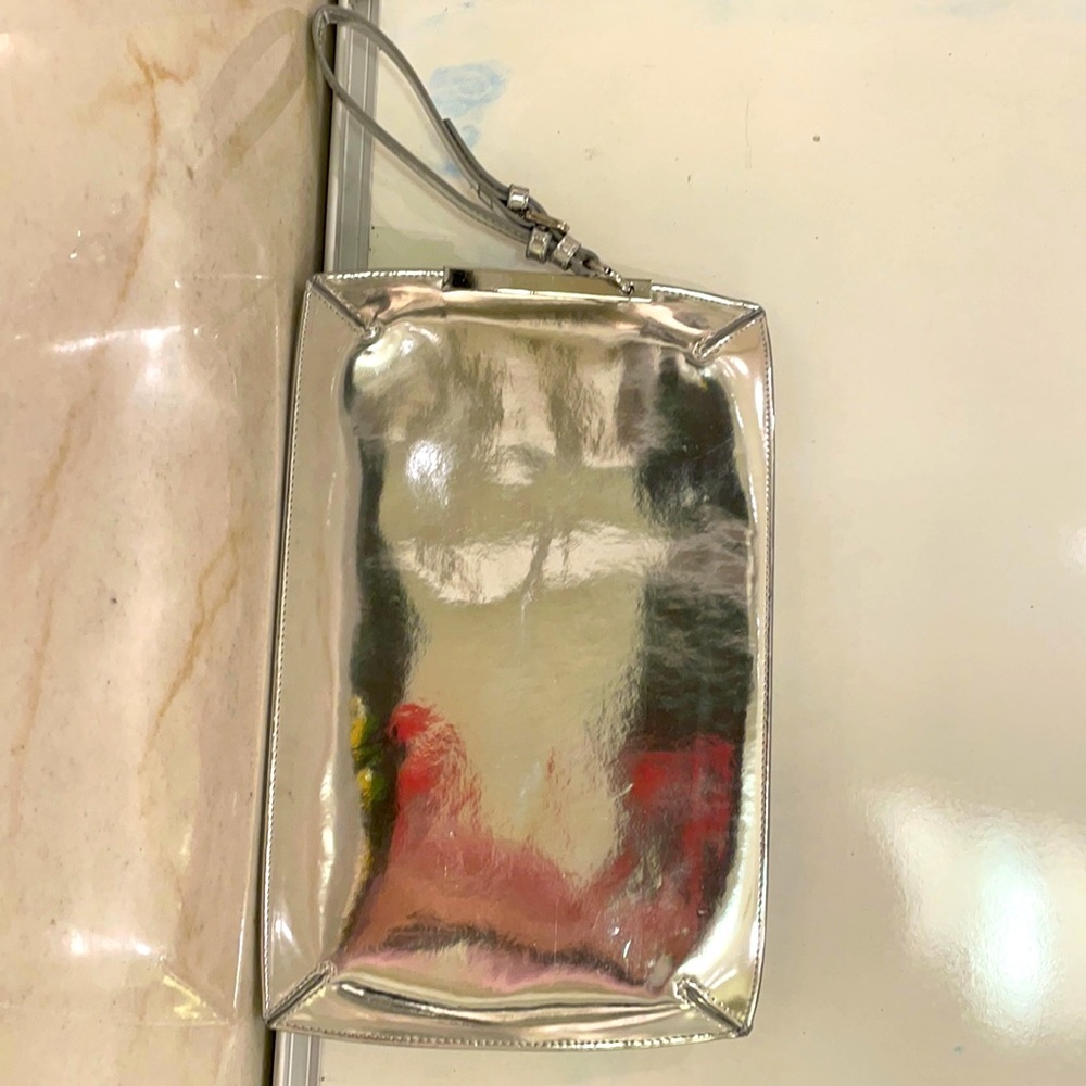 Zara silver metallic clutch/wristlet